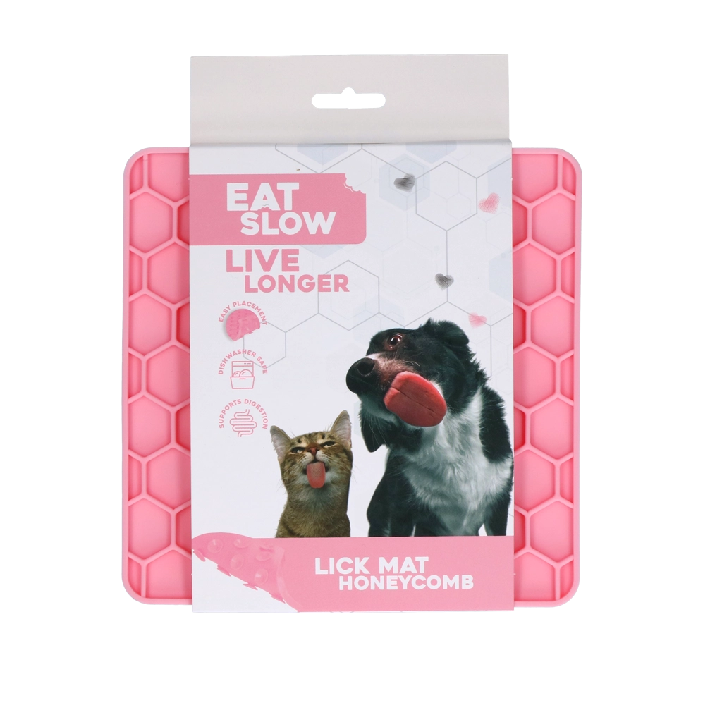 Tapis de léchage nid d'abeille rose